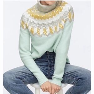 J.‎ Crew Sequin Fair Isle Turtleneck Sweater XS NEW